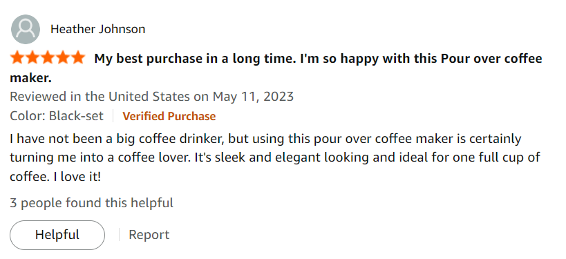 BeeCa Ceramic Pour Over Coffee Maker Set on wooden table with brewed coffee