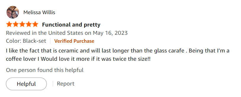 Top view of BeeCa Ceramic Pour Over showing design details and pour spout