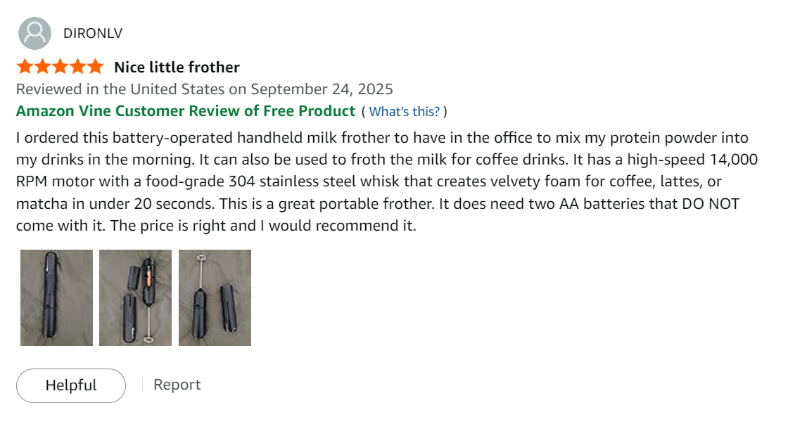 BeeCa Handheld Milk Frother with Cover creating rich milk foam for coffee