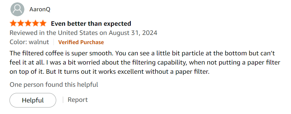 Close-up of BeeCa Smoked Glass Pour Over showing smoked glass texture and design