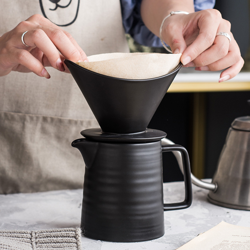 Premium Black Ceramic Pour Over Set