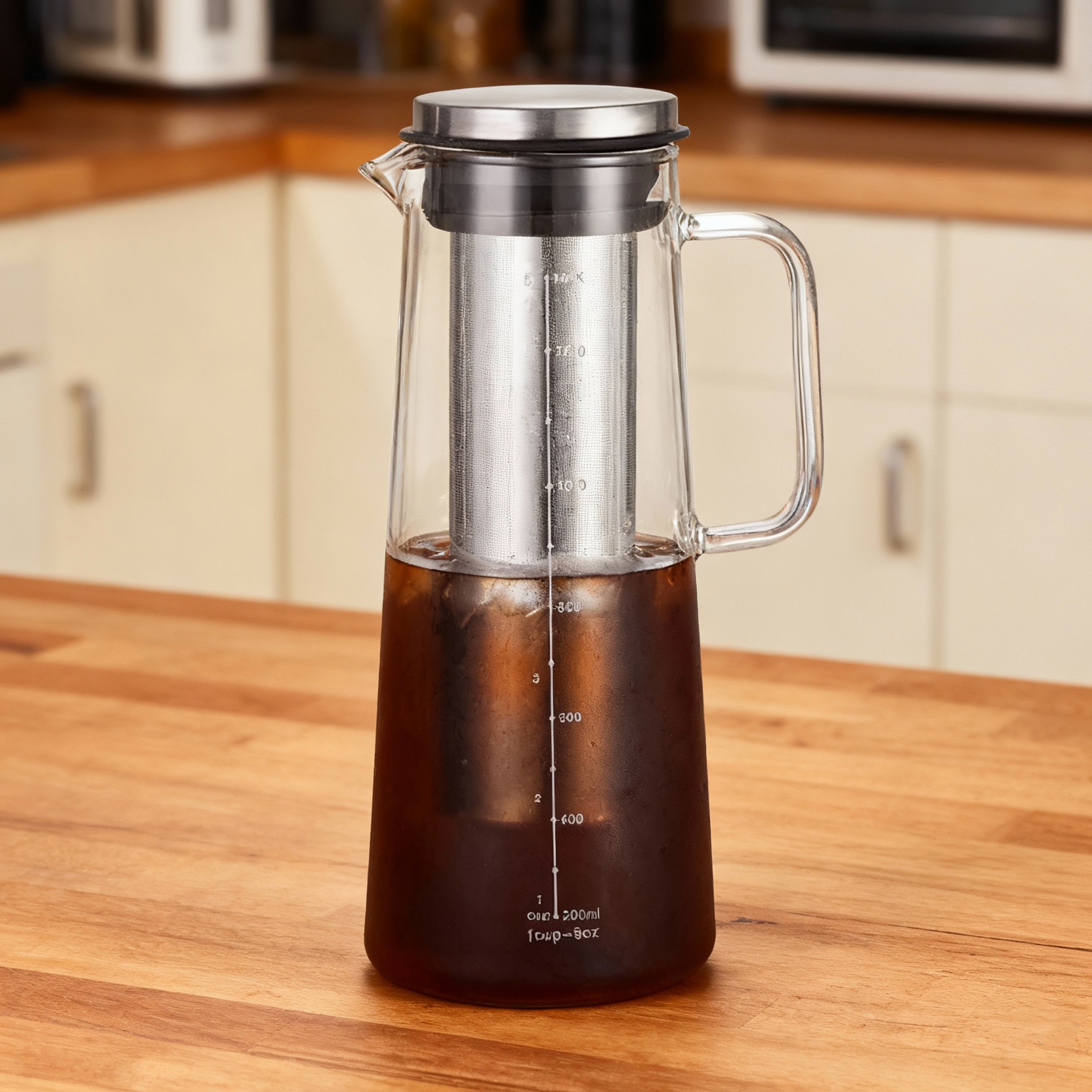 BeeCa Airtight Cold Brew Coffee Maker - Side View with Lid