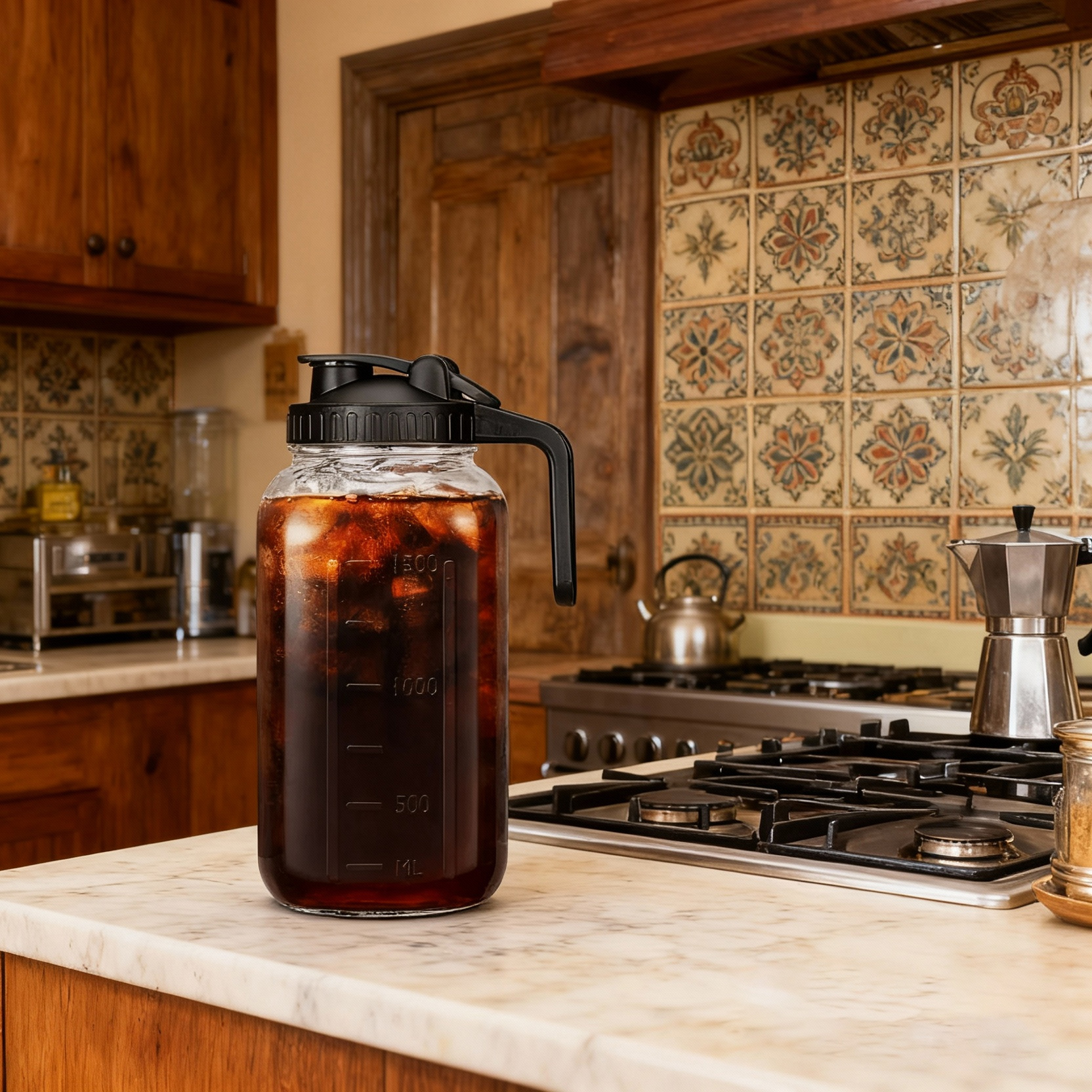 BeeCa Mason Jar Pitcher Cold Brew Coffee Maker - Stainless Steel Filter