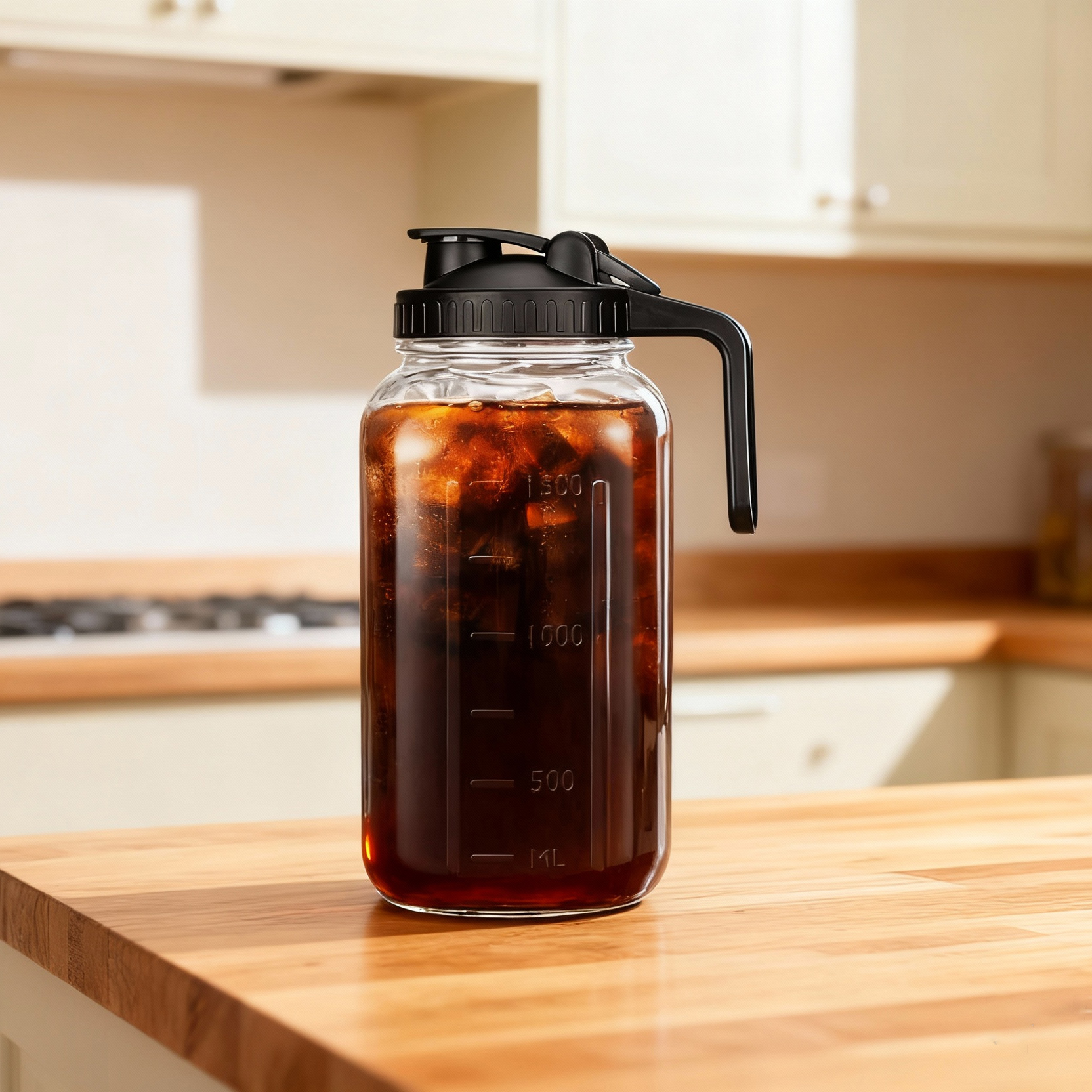 BeeCa Mason Jar Pitcher Cold Brew Coffee Maker - 64 Oz Large Capacity